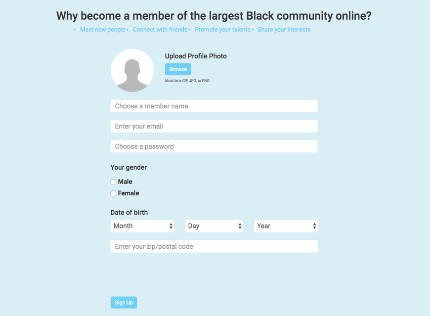 BlackPlanet Registration